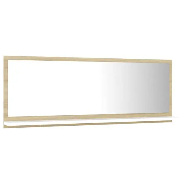 Alt view image 12 of 13 - vidaXL Mirror Wall Mounted Bath Mirror White and Sonoma Oak Engineered Wood