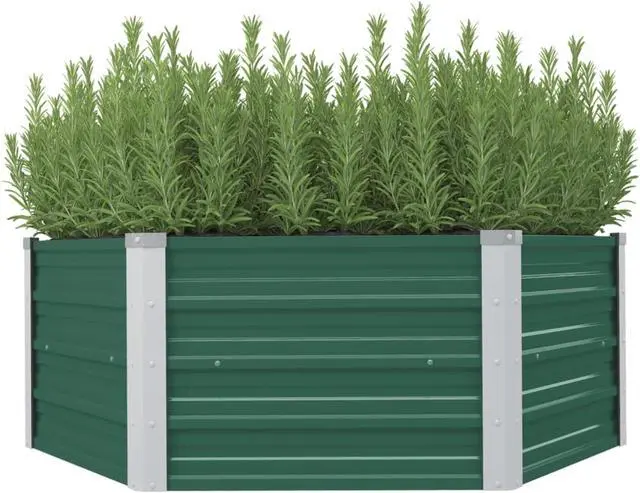 Alt view image 7 of 13 - vidaXL Raised Garden Bed Galvanized Steel Green Planter Flower Box Outdoor