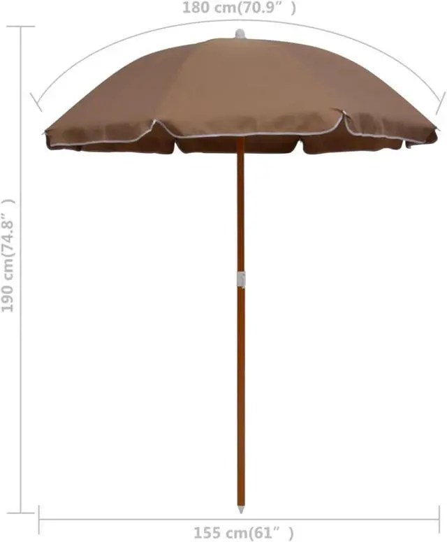 Alt view image 10 of 12 - vidaXL Garden Parasol Outdoor Patio Sunshade for Balcony Backyard Deck Taupe