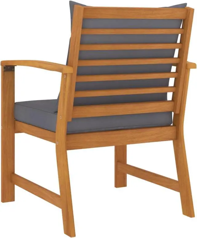 Alt view image 10 of 13 - vidaXL Patio Chairs 2 Pcs Dining Chair with Dark Gray Cushion Solid Wood Acacia