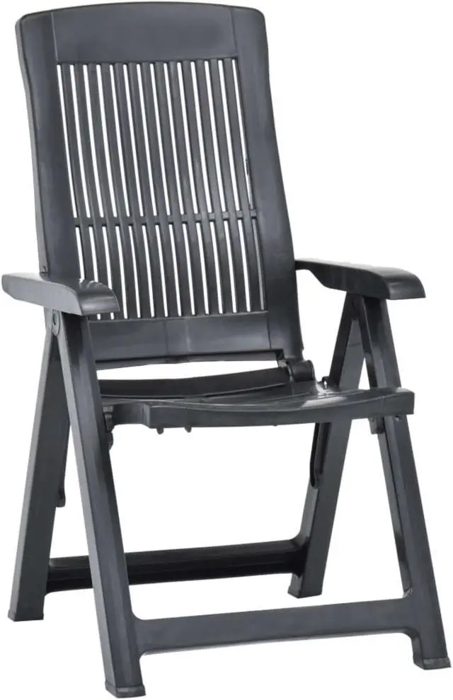 Alt view image 2 of 17 - vidaXL Garden Reclining Chairs 2 pcs Plastic Anthracite