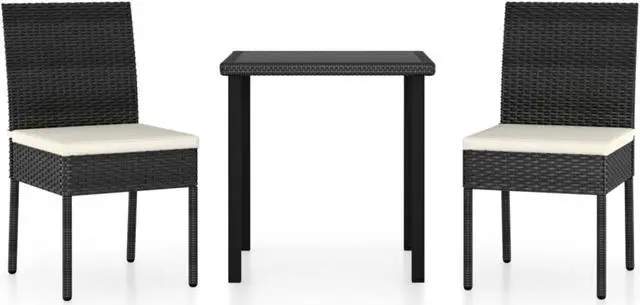 Main image of vidaXL 3 Piece Garden Dining Set Poly Rattan Black