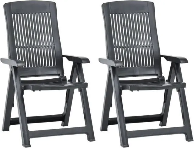 Main image of vidaXL Garden Reclining Chairs 2 pcs Plastic Anthracite