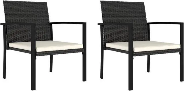 Alt view image 5 of 12 - vidaXL 3 Piece Garden Dining Set Poly Rattan Black