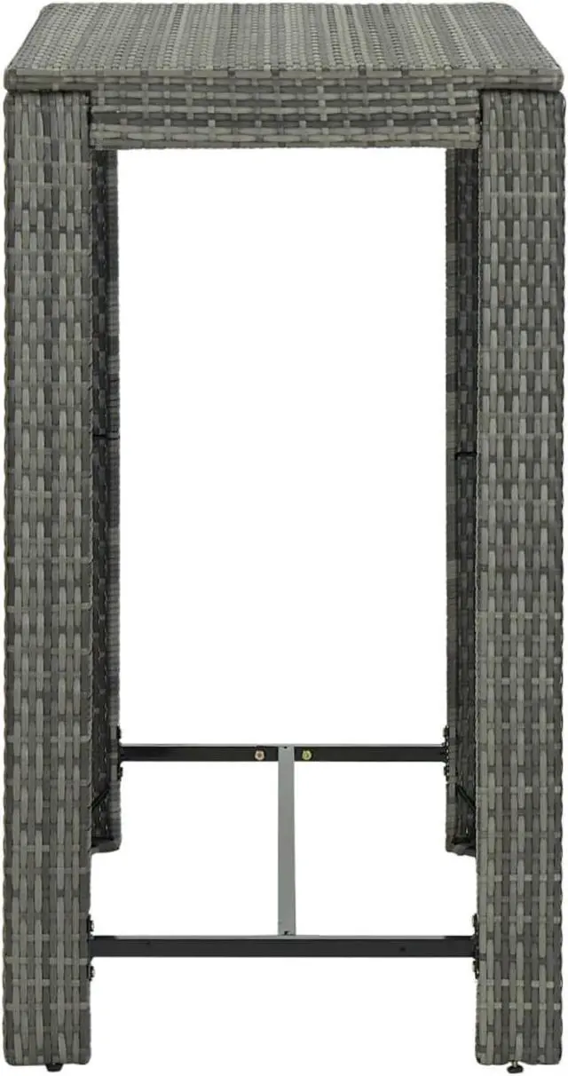 Alt view image 3 of 14 - vidaXL Patio Bar Table Outdoor Pub Table Bistro Counter Table PE Rattan Gray