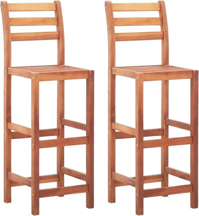 Alt view image 8 of 13 - vidaXL Bar Stools Bar Seats Counter Height Island Stools 2 Pcs Solid Acacia Wood