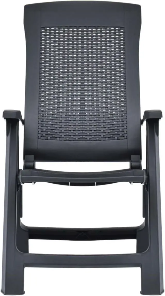 Alt view image 3 of 16 - vidaXL Outdoor Recliner Chairs 2 Pcs Patio Reclining Chair Plastic Anthracite