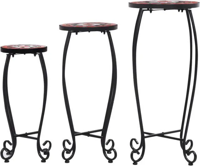 Alt view image 9 of 13 - vidaXL Plant Table 3 Pcs Flower Pot Stand for Patio Terracotta and White Ceramic