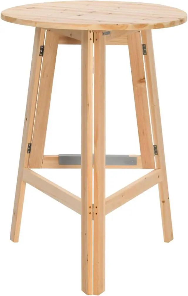 Alt view image 9 of 14 - vidaXL Solid Fir Wood Foldable Bar Table Bistro Stand Pub Breakfast Table