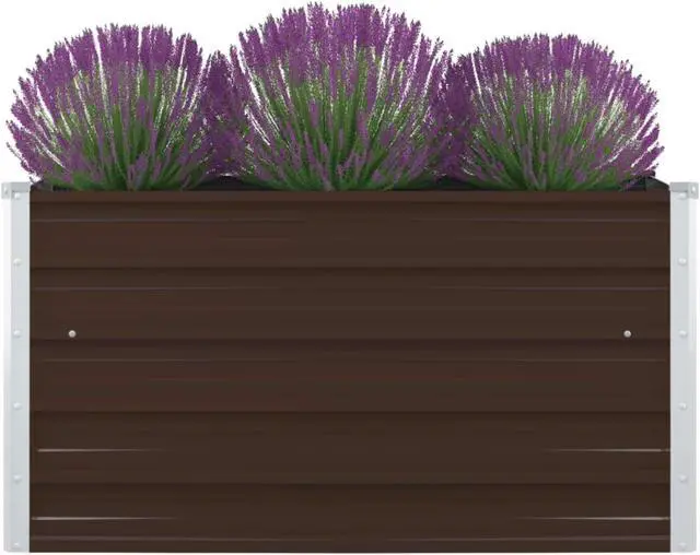 Alt view image 7 of 13 - vidaXL Raised Garden Bed Galvanized Steel Brown Planter Flower Box Outdoor