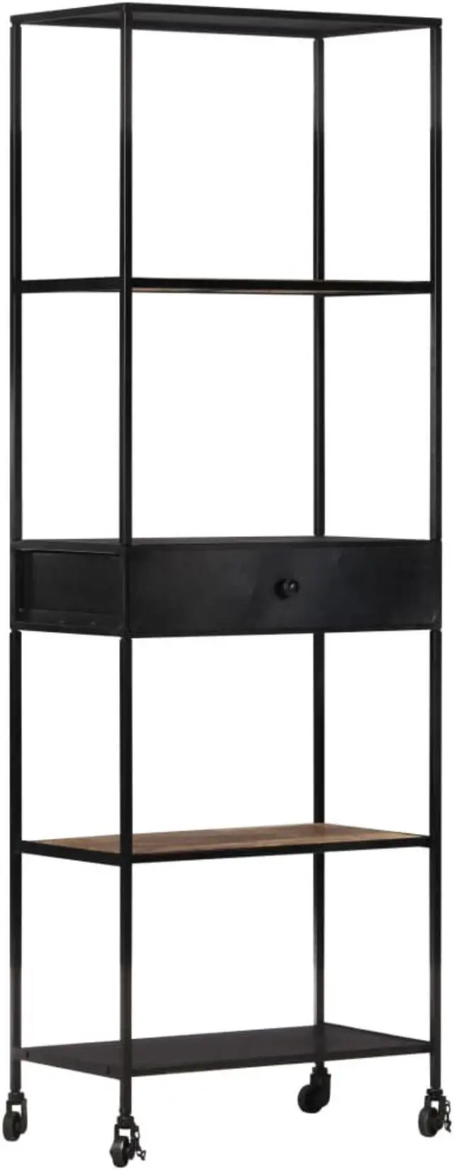 Alt view image 8 of 13 - vidaXL Bookshelf Storage Shelf Shelving Book Cabinet Rough Mango Wood and Iron