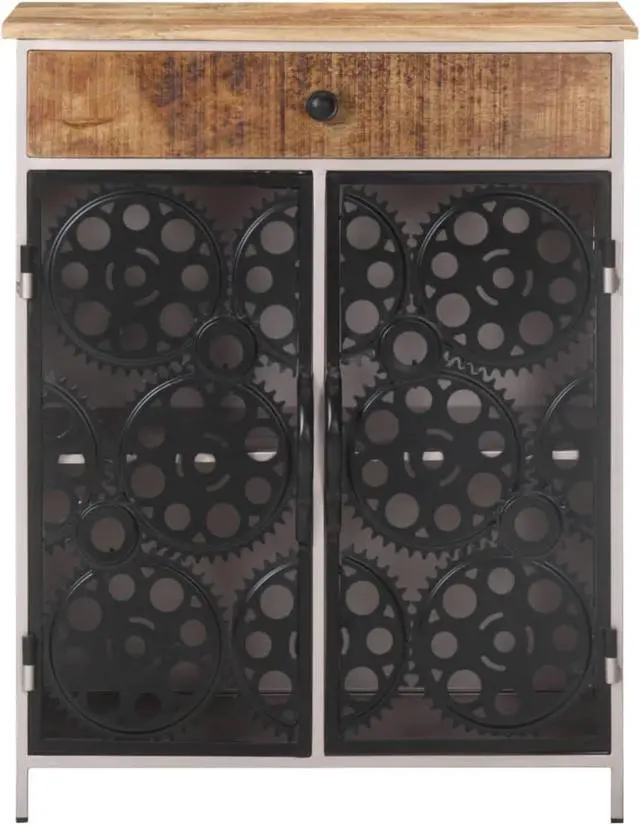Alt view image 11 of 13 - vidaXL Sideboard Storage Sideboard Cabinet for Entryway Rough Mango Wood & Iron
