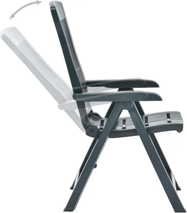 Alt view image 5 of 18 - vidaXL Outdoor Recliner Chairs 2 Pcs Reclining Chair with Armrest Plastic Green