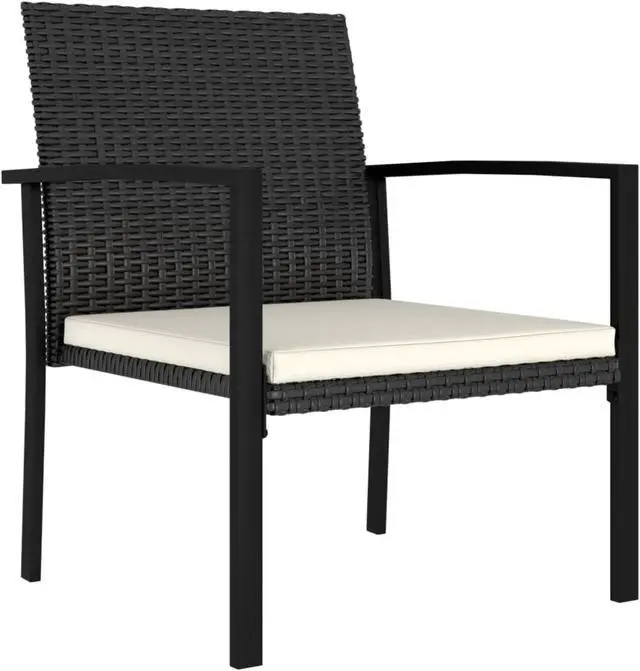 Alt view image 6 of 12 - vidaXL 3 Piece Garden Dining Set Poly Rattan Black