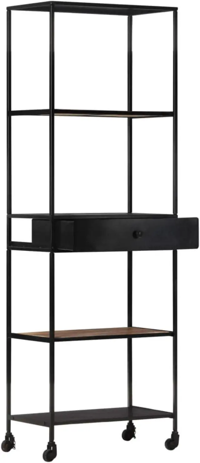 Alt view image 9 of 13 - vidaXL Bookshelf Storage Shelf Shelving Book Cabinet Rough Mango Wood and Iron
