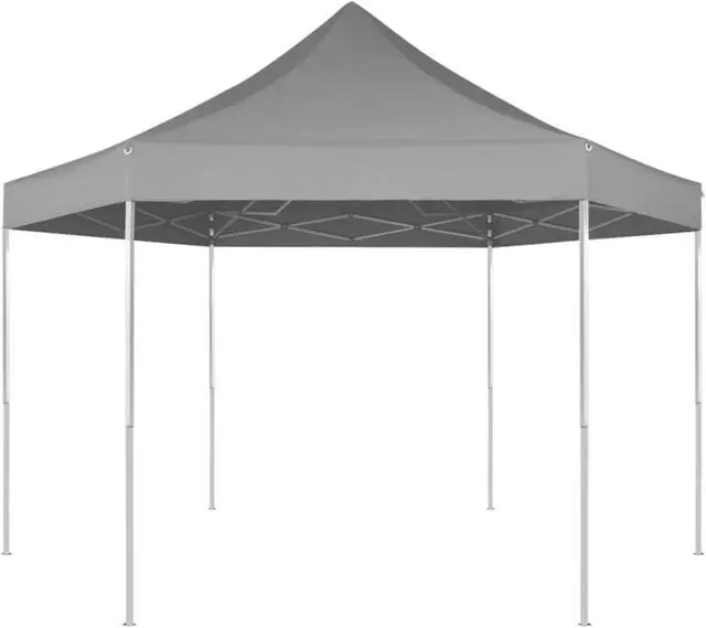 Alt view image 8 of 17 - vidaXL Gazebo Hexagonal Pop-Up Canopy Tent Outdoor Shelter Party Tent Gray