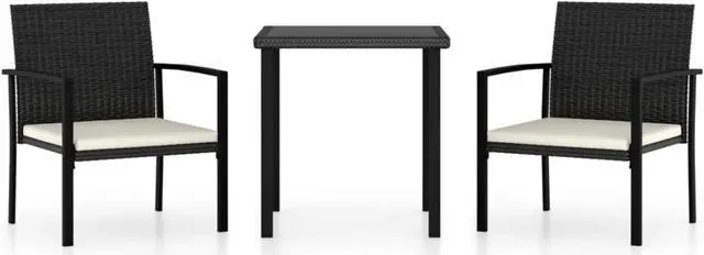 Main image of vidaXL 3 Piece Garden Dining Set Poly Rattan Black