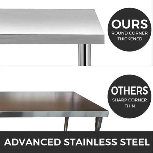 Alt view image 2 of 11 - VEVOR 30"x18" Kitchen Work Table With Wheels Shelving Rolling Adjustable Undershelf