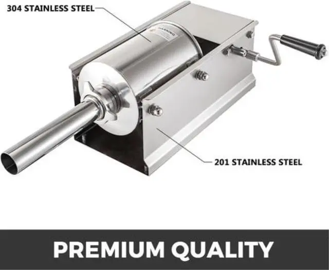 Alt view image 3 of 13 - Horizontal Sausage Stuffer Manual Sausage Stuffing Machine 5l Stainless Steel
