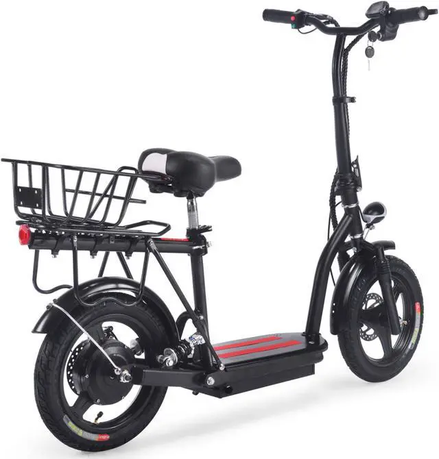 Alt view image 3 of 12 - MotoTec Cruiser 48v 350w Lithium Electric Scooter Black