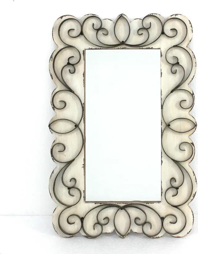 Main image of Vintage Decorative Wood & Metal Wall Mirror
