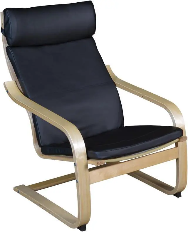Main image of Niche Mia Bentwood Reclining Chair- Natural/ Black Leather