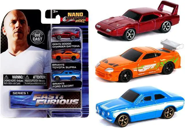 Alt view image 6 of 15 - "Fast & Furious" 3 piece Set "Nano Hollywood Rides" Series 1 Diecast Model Cars by Jada
