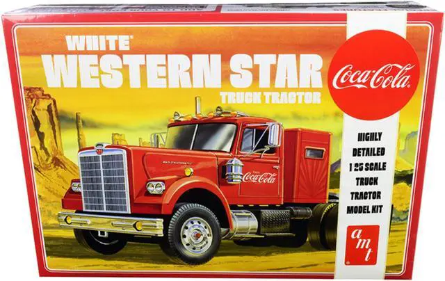 Alt view image 3 of 7 - Skill 3 Model Kit White Western Star Semi Truck Tractor Coca-Cola 1/25 Scale Model by AMT AMT1160