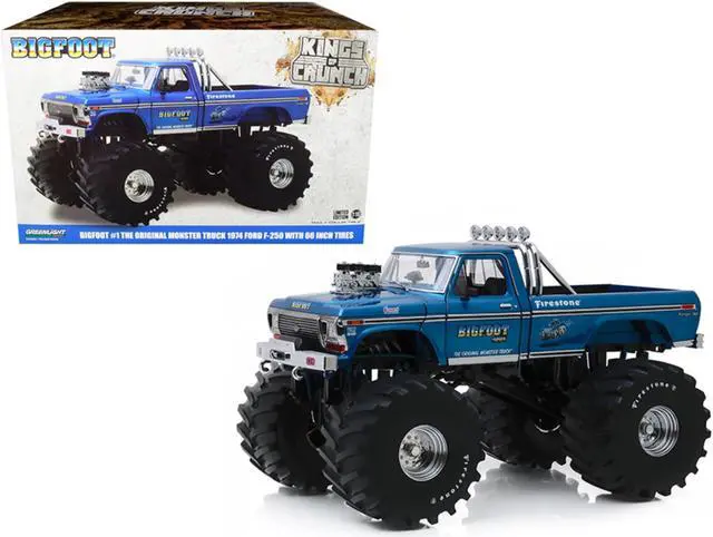 Alt view image 7 of 8 - 1974 Ford F-250 Ranger XLT Monster Truck w/ 66-Inch Tires Blue "Bigfoot #1" 1/18 Diecast Model Car by Greenlight