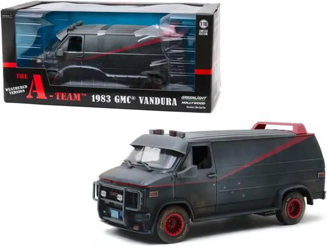 Alt view image 2 of 8 - 1983 GMC Vandura Black Weathered Version with Bullet Holes "The A-Team" (1983-1987) TV Series 1/18 Diecast Model Car by Greenlight