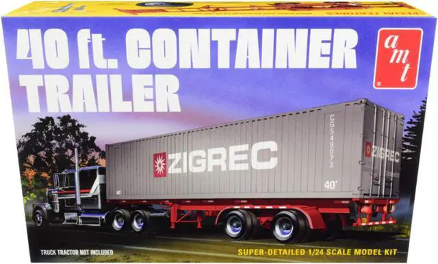 Alt view image 2 of 5 - Skill 3 Model Kit 40' Container Trailer 1/24 Scale Model by AMT