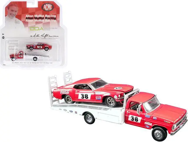 Alt view image 5 of 6 - Ford F-350 Ramp Truck #38 & 1969 Ford Mustang T/A #38 Coca-Cola Allan Moffat 1/64 Diecast Model Cars Greenlight for ACME