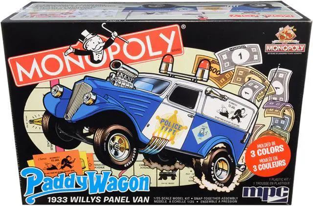 Alt view image 5 of 6 - Skill 2 Snap Model Kit 1933 Willys Panel Paddy Wagon Police Van "Monopoly" "85th Anniversary" 1/25 Scale Model by MPC