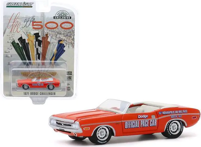 Alt view image 3 of 6 - 1971 Dodge Challenger Convertible Official Pace Car Orange "55th Indianapolis 500 Mile Race" "Hobby Exclusive" 1/64 Diecast Model Car by Greenlight