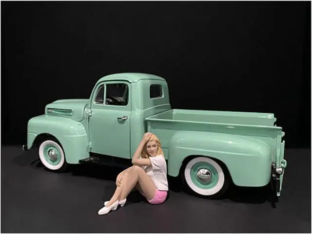 Alt view image 3 of 3 - Car Girl in Tee Madee Figurine for 1/18 Scale Models by American Diorama