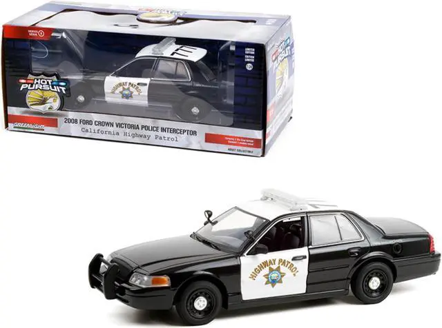 Alt view image 2 of 6 - 2008 Ford Crown Victoria Police Interceptor Black and White CHP "California Highway Patrol" "Hot Pursuit" Series 1/24 Diecast Model Car by Greenlight