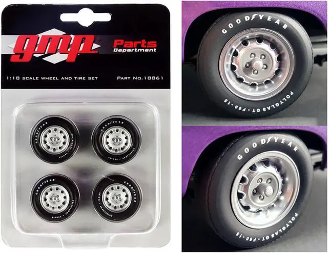 Alt view image 2 of 5 - Muscle Car Rally Wheels and Tires Set of 4 pieces from "1970 Dodge Coronet Super Bee" 1/18 by GMP