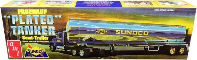 Alt view image 2 of 6 - Skill 3 Model Kit Fruehauf Plated Tanker Semi-Trailer "Sunoco" 1/25 Scale Model by AMT