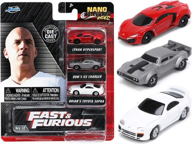 Main image of "Fast & Furious" Movie 3 piece Set Series 4 "Nano Hollywood Rides" Series Diecast Model Cars by Jada
