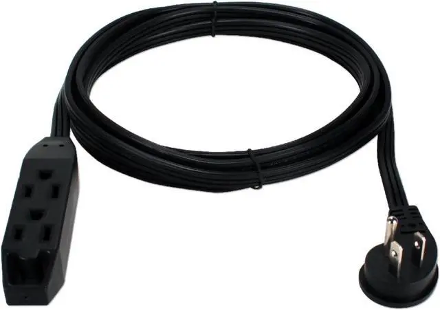 Alt view image 10 of 14 - Qvs 3-Outlet 3-Prong 10Ft Right-Angle Flat Power Extension Cord