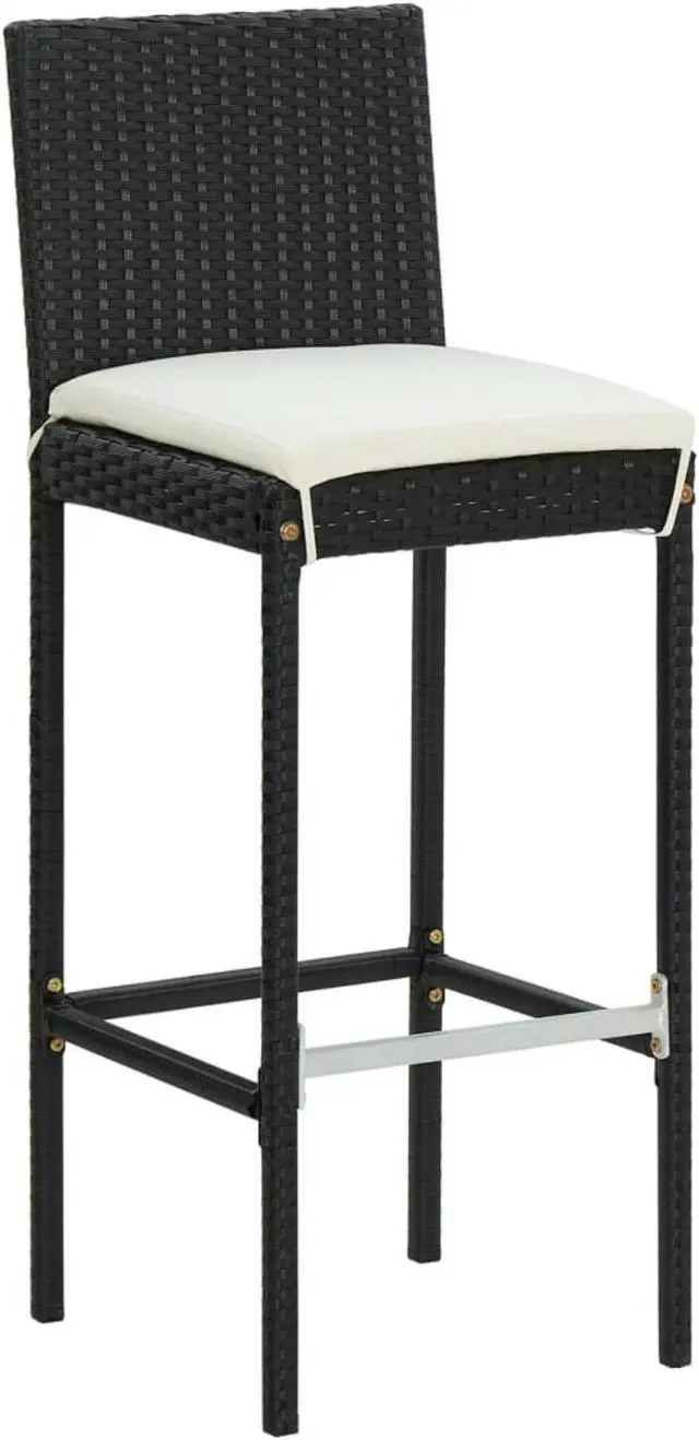 Alt view image 3 of 13 - vidaXL 5 Piece Outdoor Bar Set with Cushions Poly Rattan Black