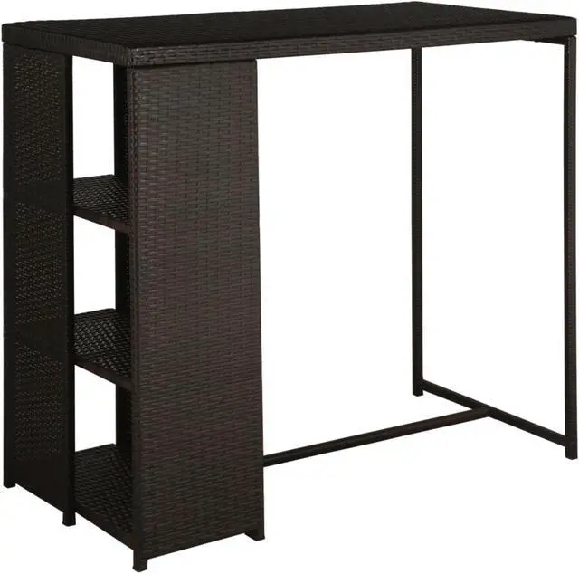 Alt view image 3 of 13 - vidaXL 5 Piece Garden Bar Set with Cushions Poly Rattan Brown