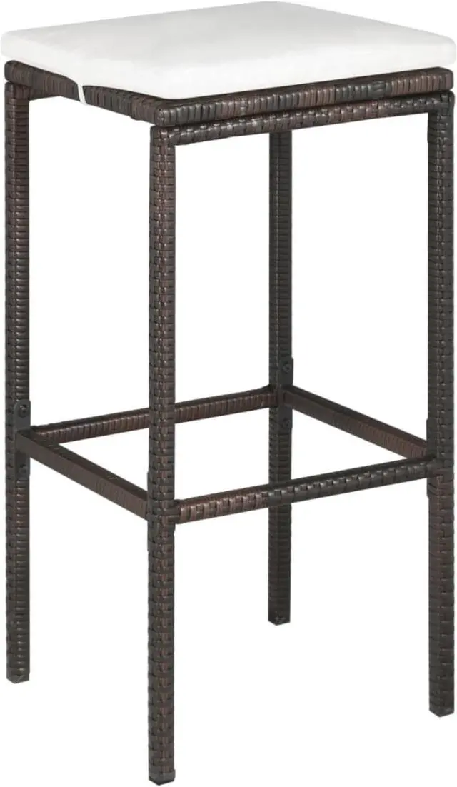 Alt view image 5 of 13 - vidaXL 5 Piece Garden Bar Set with Cushions Poly Rattan Brown