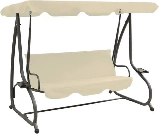 Main image of vidaXL Outdoor Swing Bench with Canopy Sand White