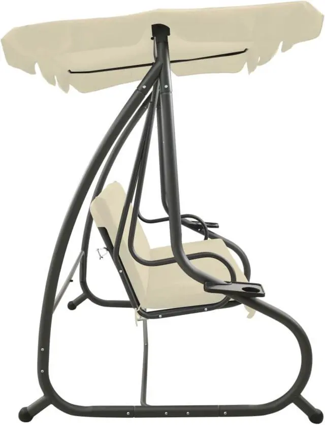 Alt view image 4 of 12 - vidaXL Outdoor Swing Bench with Canopy Sand White