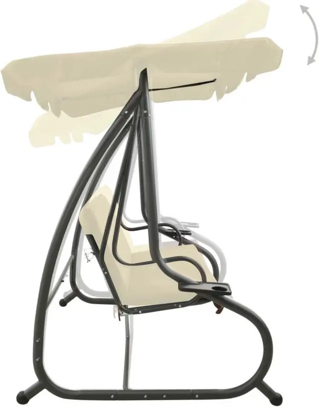 Alt view image 5 of 12 - vidaXL Outdoor Swing Bench with Canopy Sand White