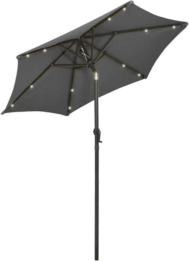 Alt view image 5 of 17 - vidaXL Parasol with LED Lights Anthracite 78.7"x83.1" Aluminum