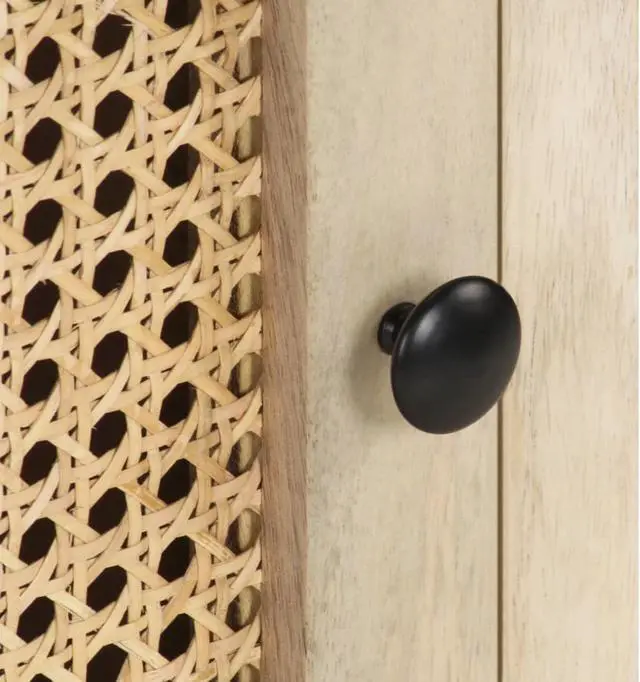 Alt view image 6 of 16 - vidaXL Bedside Cabinet 15.7"x11.8"x19.7" Solid Mango Wood and Natural Cane