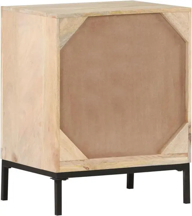 Alt view image 9 of 16 - vidaXL Bedside Cabinet 15.7"x11.8"x19.7" Solid Mango Wood and Natural Cane