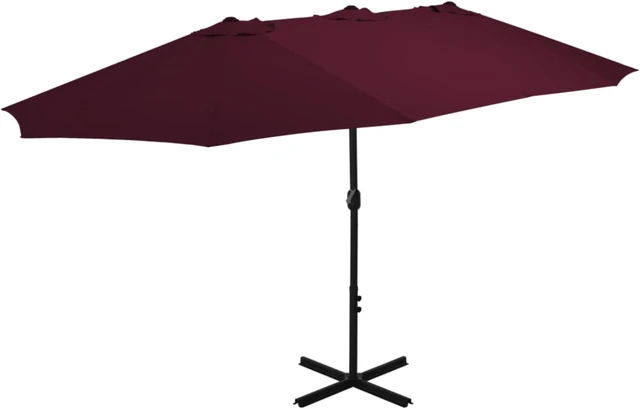 Main image of vidaXL Outdoor Parasol with Aluminum Pole 181.1"x106.3" Bordeaux Red